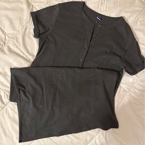 Short Sleeve Henley T-Shirt Shift Dress